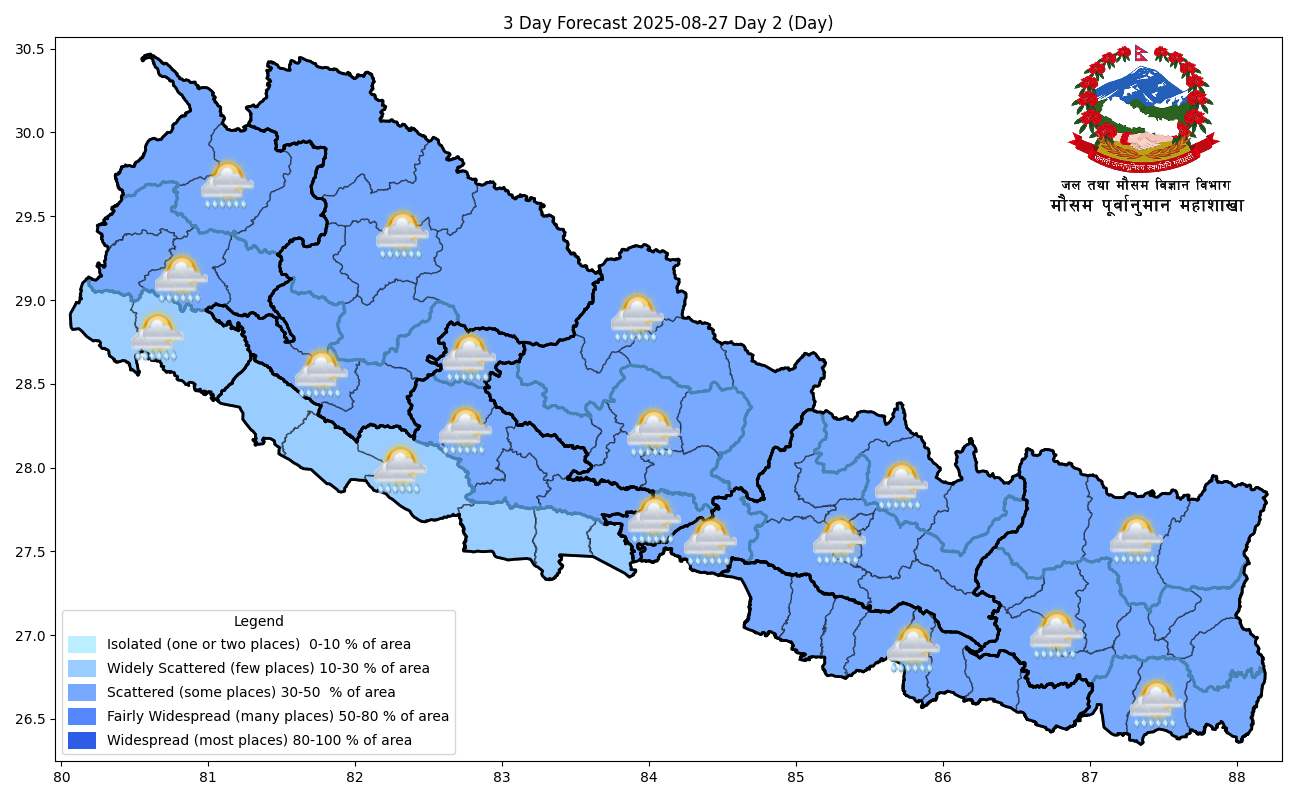 यस्तो छ आजको मौसम पूर्वानुमान